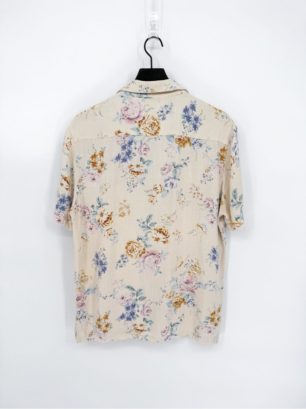 Men's Porter & Ash Pastel Floral Linen Blend Short Sleeve Shirt Large - Picture 5 of 8
